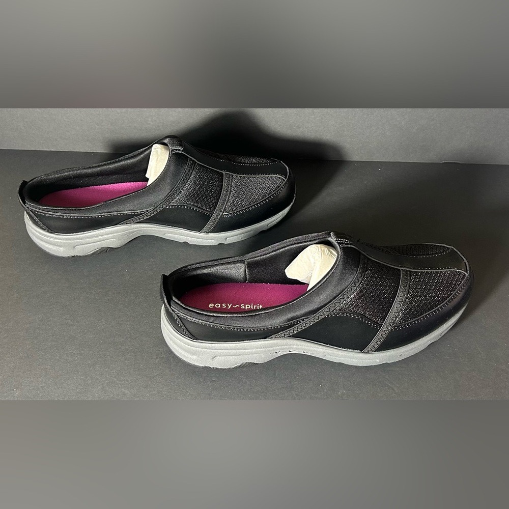 NEW - Easy Spirit - Black - Slip-On - Argyle Mesh Clogs - Picture 5 of 8